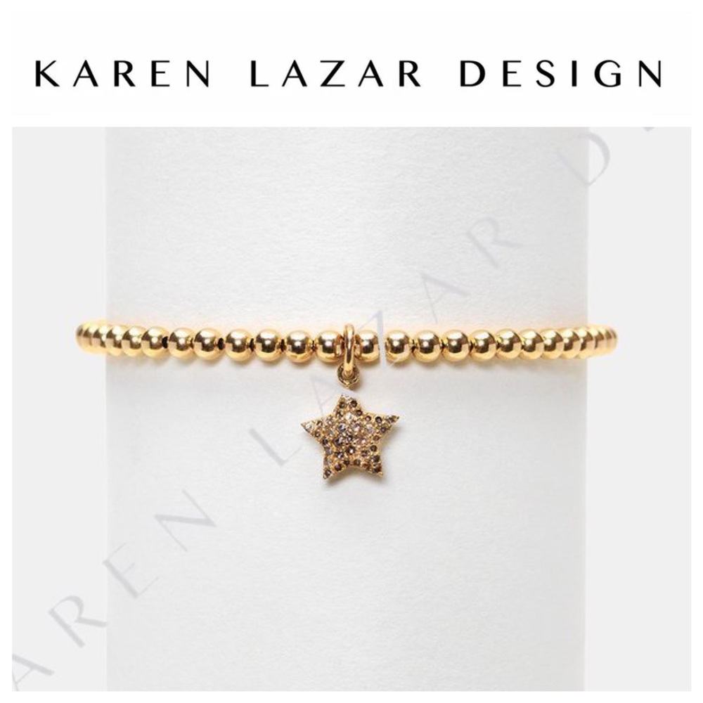 Karen Lazar 3mm YG Pave Diamond ⭐️ Charm Bracelet